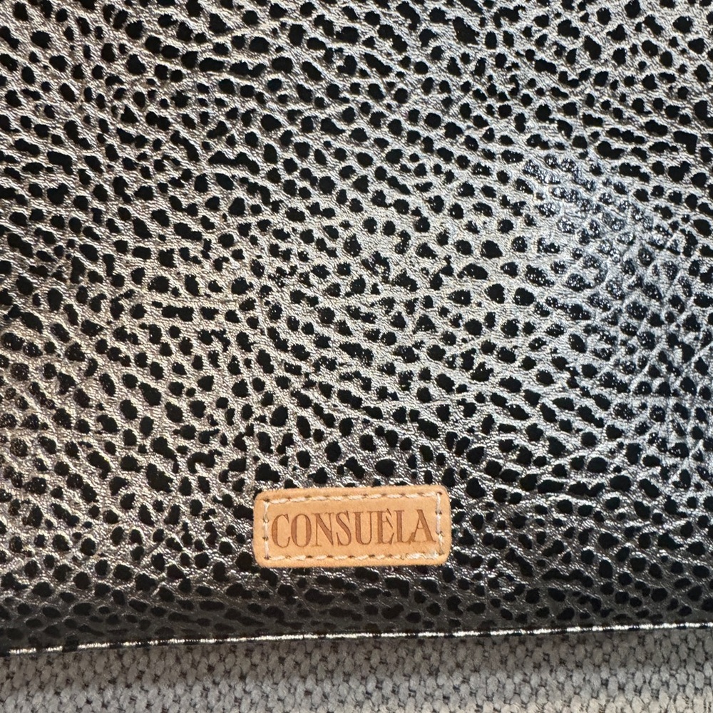 Consuela Textured Black Crossbody Bag with Multicolor Strap - Picture 5 of 6